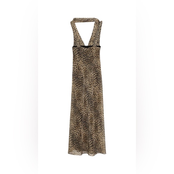 Zara Leopard-Print Maxi Slip Dress in Tan and Black - Picture 2 of 7